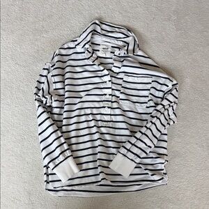 Aerie oversized Rugby shirt striped navy white XS